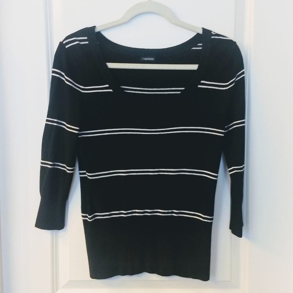 Maurice's Black White Stripe Sweater Small/Med